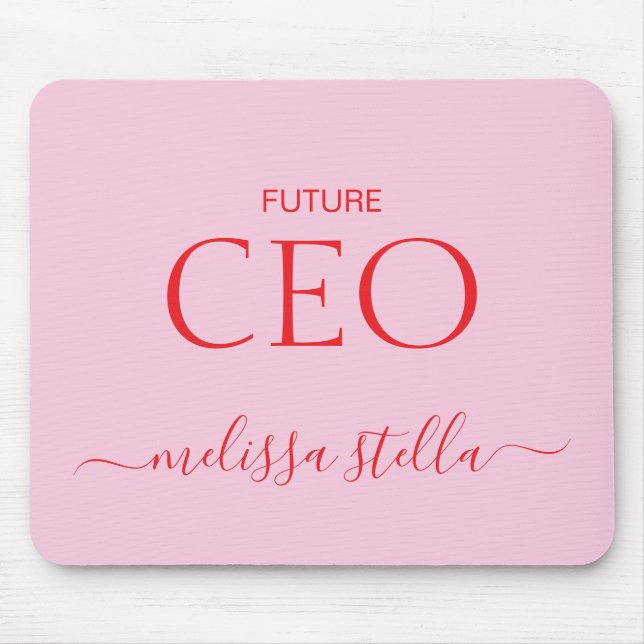 Modern Pink Future CEO Name | Best Girly Gift Mouse Mat (Front)