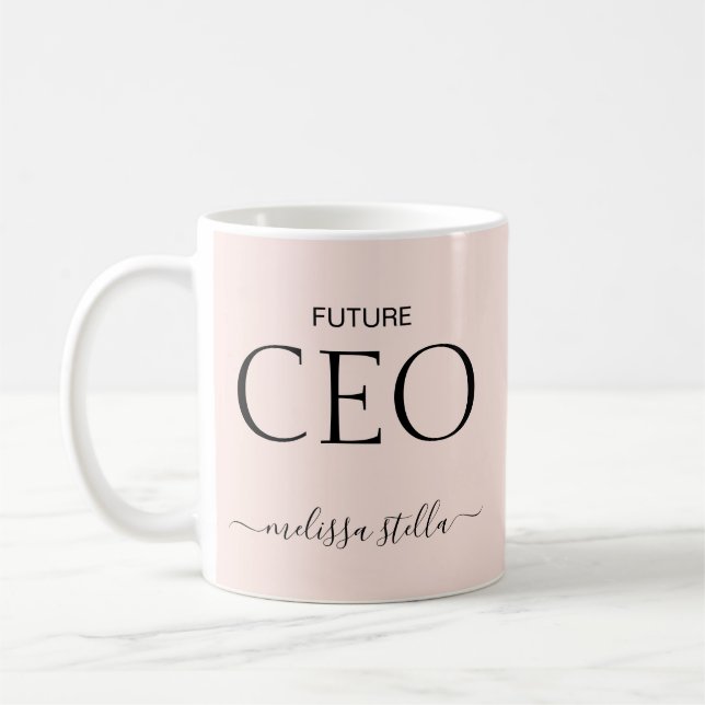 Modern Pink Future CEO Name | Girly Gift Coffee Mug (Left)