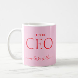 Modern Pink Future CEO Name | Girly Gift Coffee Mug