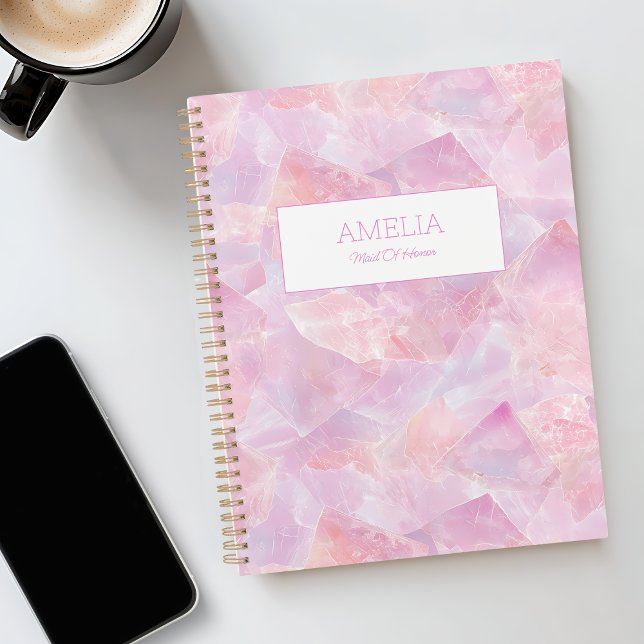 Modern Pink Gemstone Simple Custom Name Undated Planner (Modern Pink Gemstone Simple Custom Name Undated Planner)