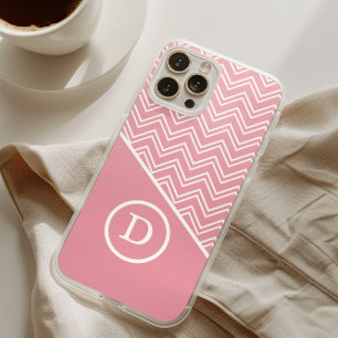 Modern Pink Geometric Chevron Monogram iPhone 16 Pro Max Case