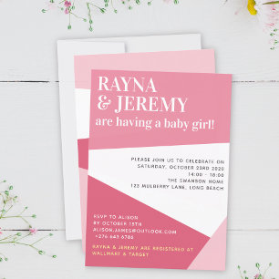 Modern Pink Geometric Girl Couple's Baby Shower Invitation