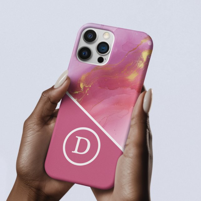 Modern Pink Geometric Monogram Case-Mate iPhone Case (Creator Uploaded)