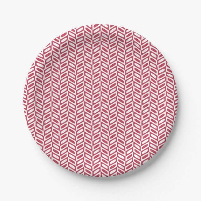 Modern Pink Geometric Pattern Paper Plates (Front)