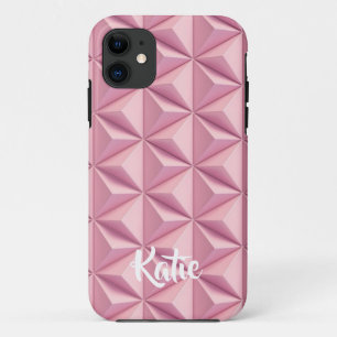 Modern Pink Geometric Shapes volume 3D Name  iPhone 11 Case