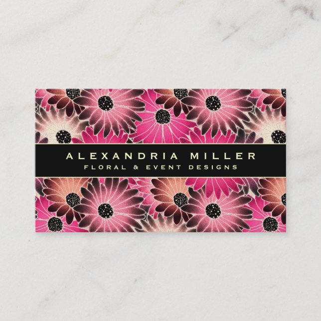 Modern Pink Gerbera Daisy Floral Business Card (Front)