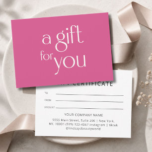  Modern Pink Gift Certficate