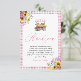Modern Pink Gingham Fresh Off The Market Thank you Card