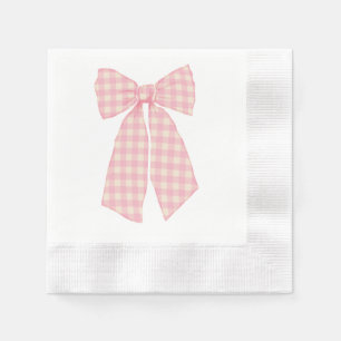 Modern Pink Gingham Romantic Coquette Bow Coined Napkin