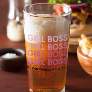 Modern Pink Girl Boss Best Girly Gift Glass