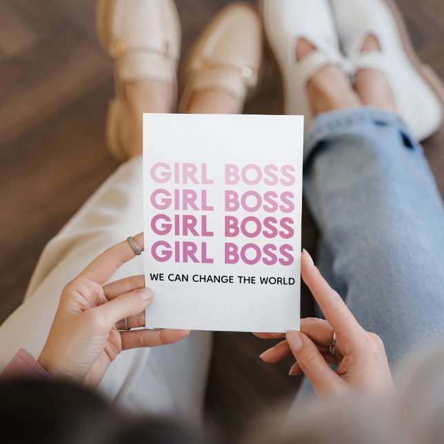 Modern Pink Girl Boss Best Girly Gift Holiday Card (Creator Uploaded)