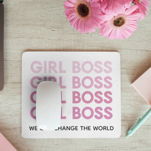 Modern Pink Girl Boss Best Girly Gift Mouse Mat