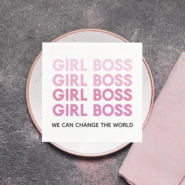 Modern Pink Girl Boss Best Girly Gift Napkin (Creator Uploaded)