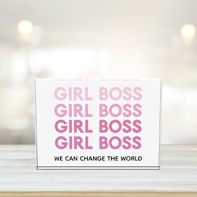 Modern Pink Girl Boss Best Girly Gift Photo Block (Creator Uploaded)