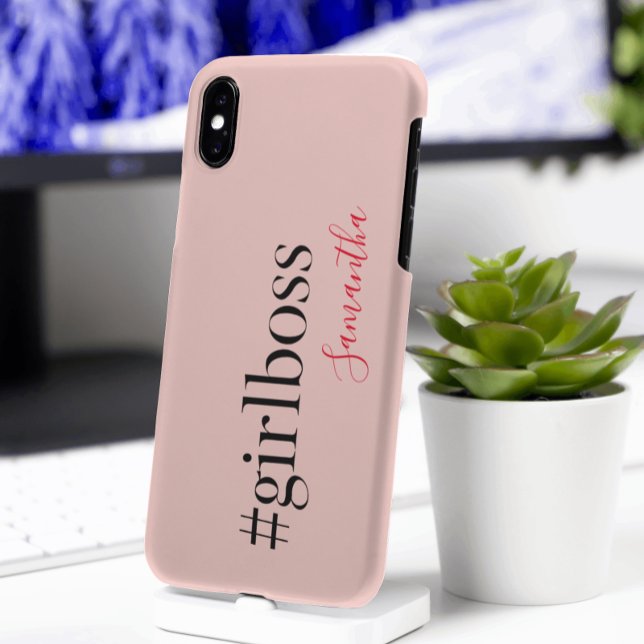 Modern Pink Girl Boss & Name | best Girly Gift Case-Mate iPhone Case (Creator Uploaded)