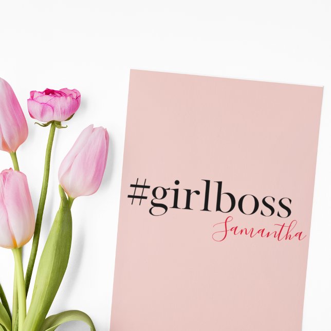 Modern Pink Girl Boss & Name | best Girly Gift Holiday Card (Creator Uploaded)