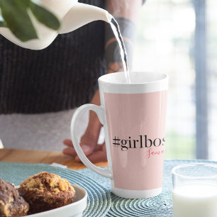 Modern Pink Girl Boss & Name best Girly Gift Latte Mug