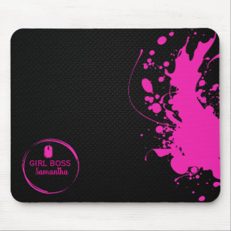 Modern Pink Girl Boss & Name | best Girly Gift Mouse Mat