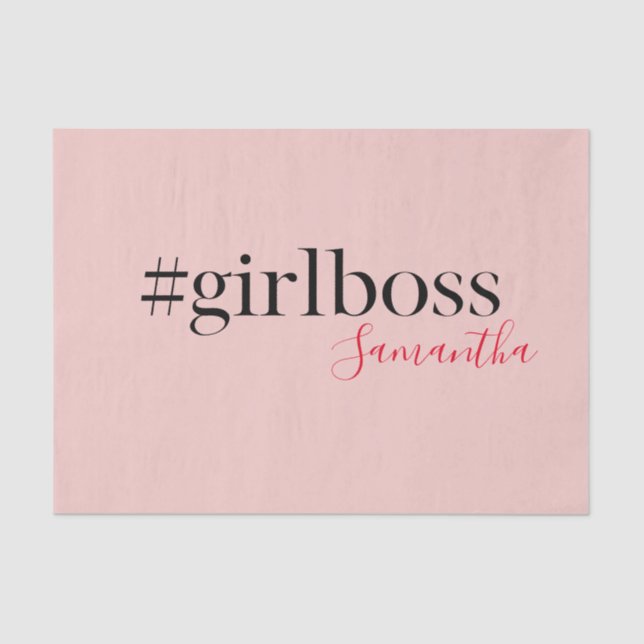 Modern Pink Girl Boss & Name | best Girly Gift Tissue Paper (Front)