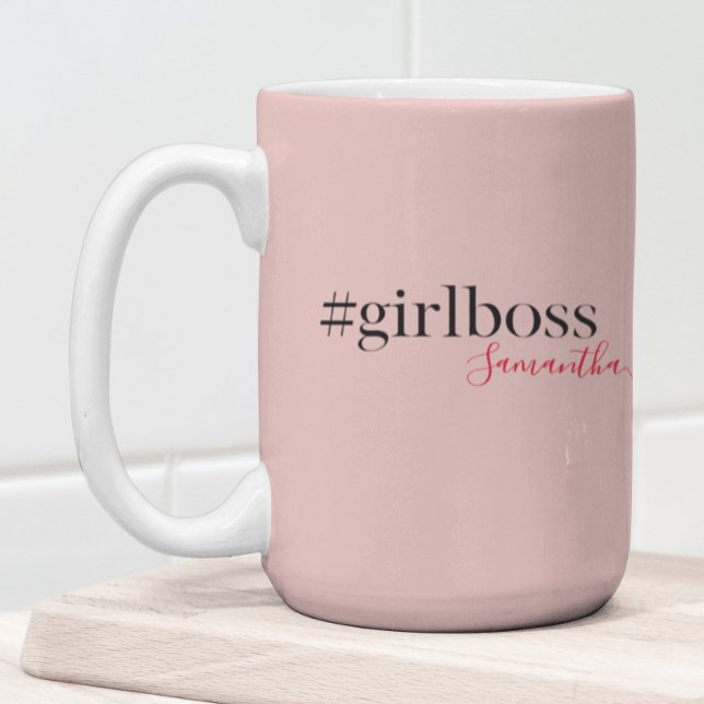 Modern Pink Girl Boss & Name | best Girly Gift Two-Tone Coffee Mug (Creator Uploaded)