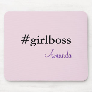 Modern Pink Girl Boss & Name best Girly Mousepad