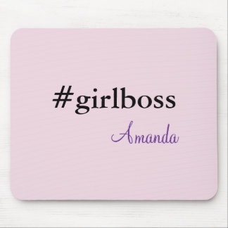 Modern Pink Girl Boss & Name | best Girly Mousepad