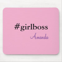 Modern Pink Girl Boss & Name | best Girly Mousepad