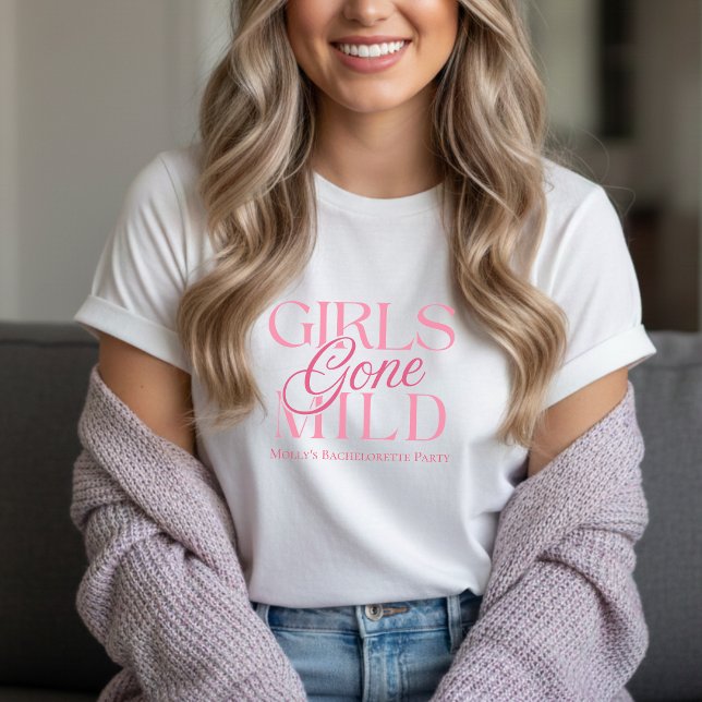 Modern Pink Girls Gone Mild Spa Bachelorette  T-Shirt (Not every bachelorette party needs to be wild—and that’s exactly the vibe of Girls Gone Mild!)