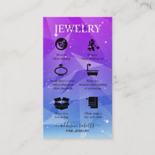 Modern Pink Girly Gradient Jewellery Care   Business Card