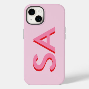 Modern pink girly initial minimal monogram iPhone 14 case