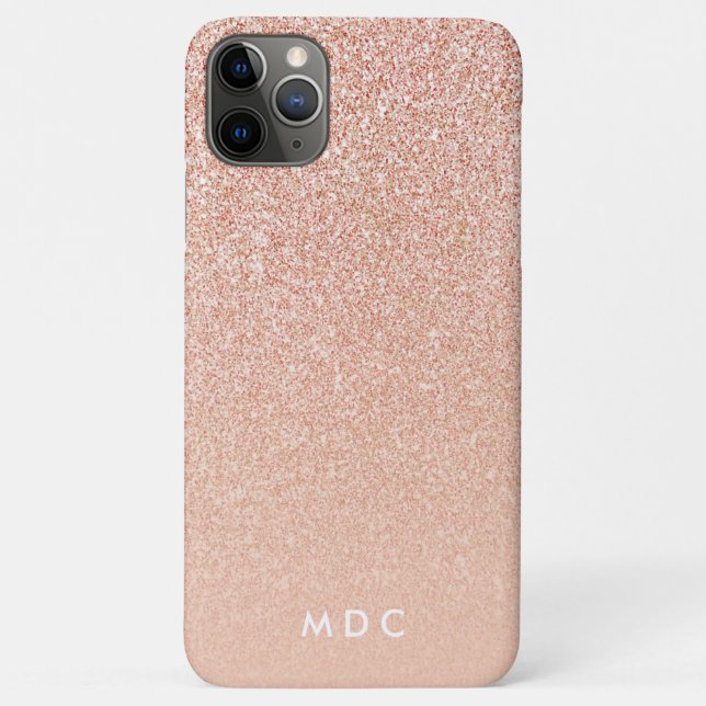 Modern pink girly monogram personalised glitter Case-Mate iPhone case (Back)