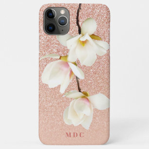Modern pink girly monogram personalised magnolia iPhone 11 pro max case