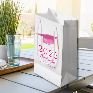 Modern Pink Girly Personalised 2025 Graduation Small Gift Bag