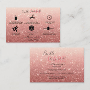 Modern Pink Glitter Candle Care   Business Card