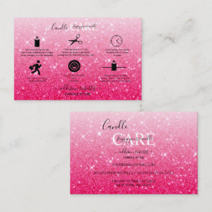 Modern Pink Glitter Candle Care   Business Card