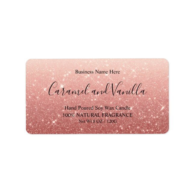 Modern Pink Glitter Candle  Label (Front)