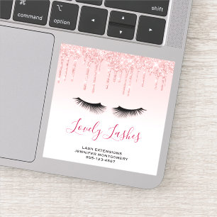 Modern Pink Glitter Drips & Black Eyelashes Biz