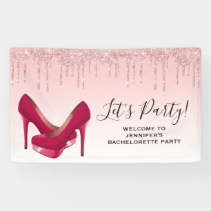 Modern Pink Glitter Drips & High Heels Banner