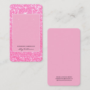 Modern Pink Glitter Earring Display Holder Card