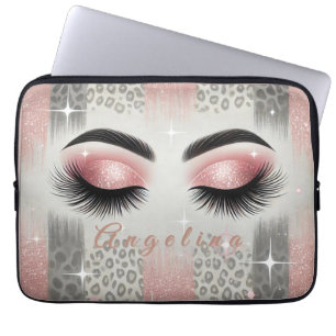 Modern Pink Glitter Eyelashes  Laptop Sleeve