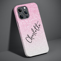 Modern Pink Glitter Girly Chic Personalised Name