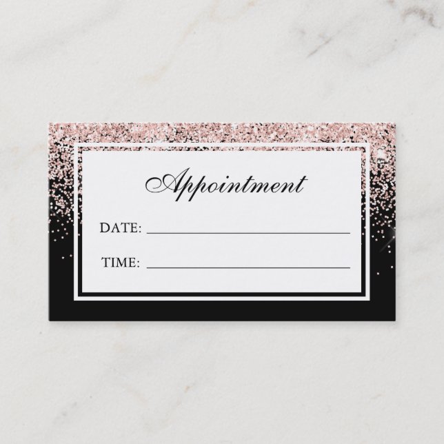 Modern Pink Glitter Hair Nail Salon Appointment Business Card (Front)