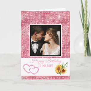 Modern Pink Glitter Happy Birthday to My Wife Card