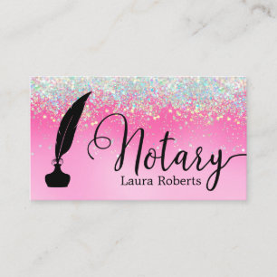 Modern Pink Glitter Loan Signing Agent     Busines Business Card