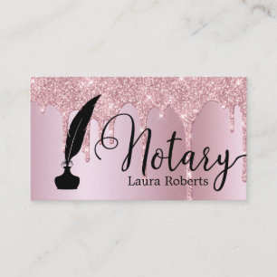 Modern Pink Glitter Loan Signing Agent Business C Card