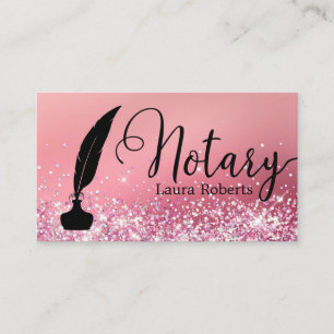 Modern Pink Glitter Loan Signing Agent   Business Card