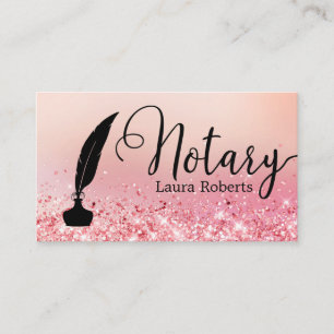 Modern Pink Glitter Loan Signing Agent  Business Card