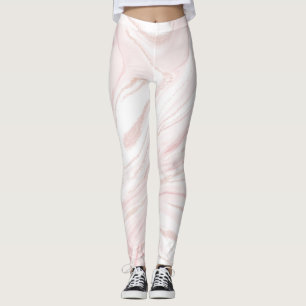 Modern Pink Glitter Marble Leggings