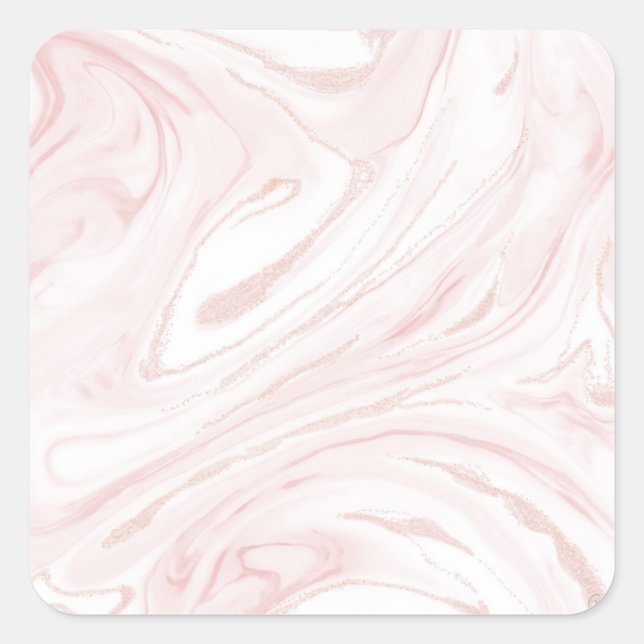 Modern Pink Glitter Marble Square Sticker (Front)