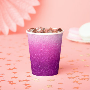 Modern Pink Glitter Pattern ombre Paper Cups
